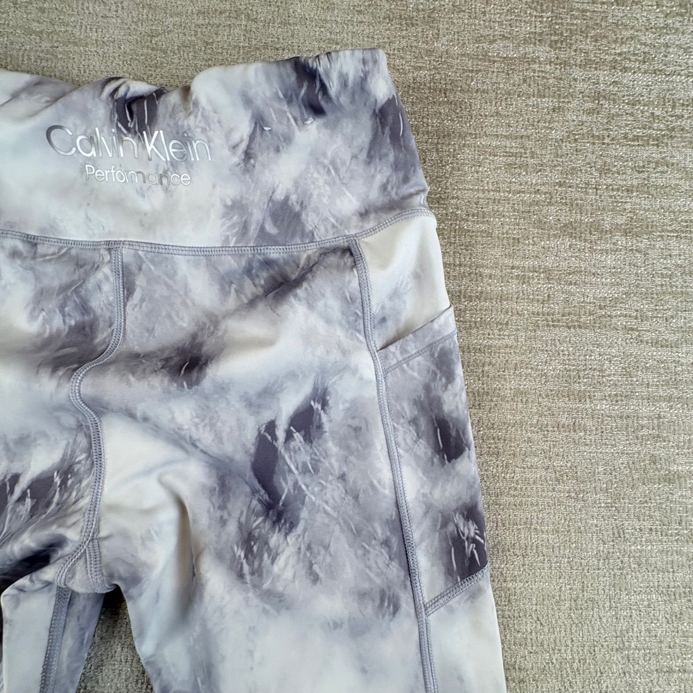 Calvin Klein Performance Womens Gray Marble Tie Dye Leggings Pockets PFJOH2132 M